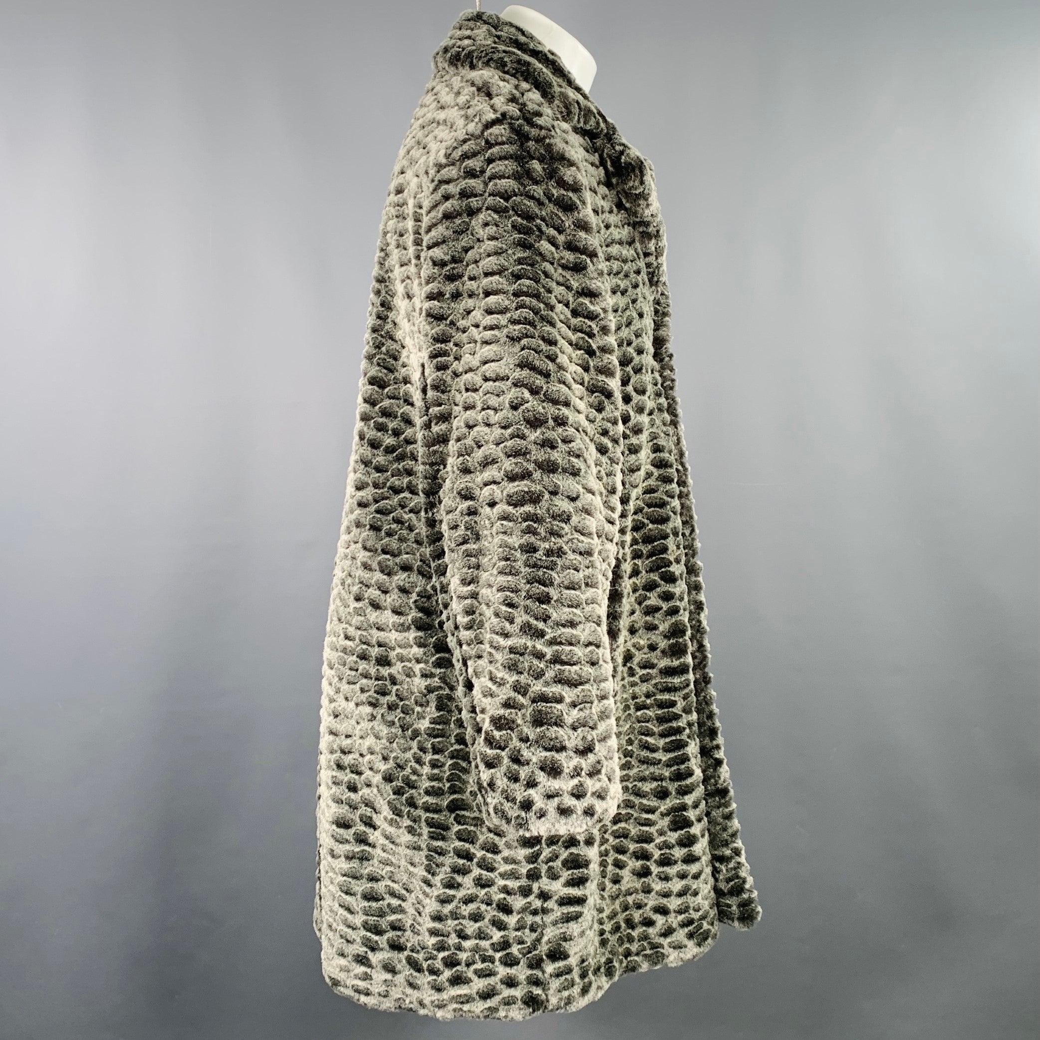 Gris Manteau SUPREME gris anthracite texturé en fausse fourrure d'acrylique, taille M