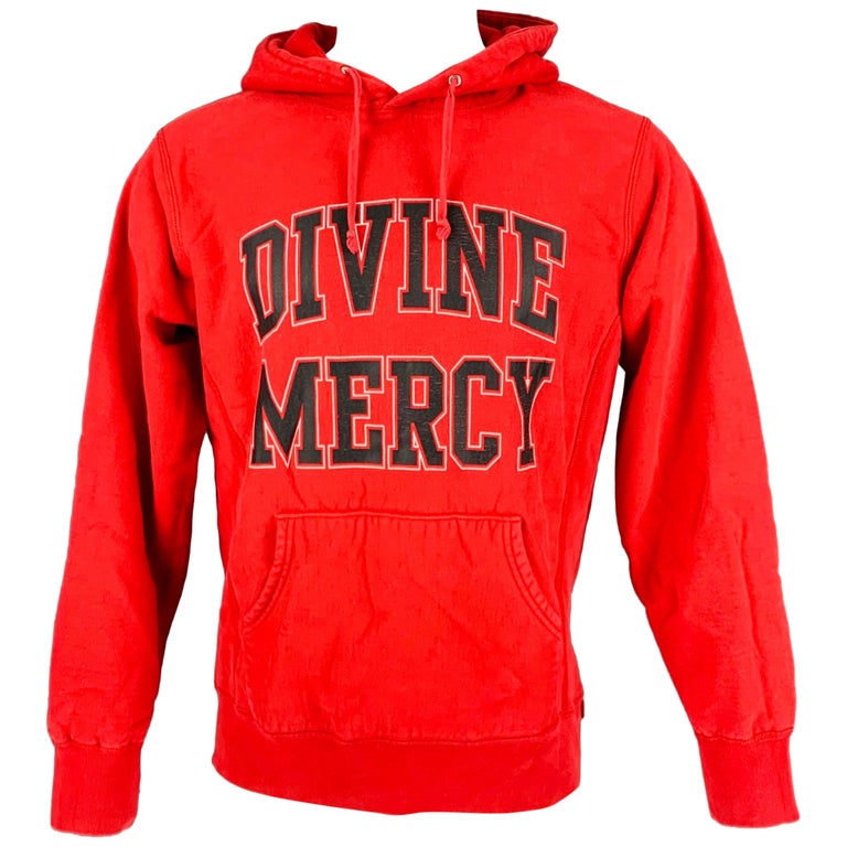 SUPREME Talla M Rojo Negro Sudadera de algodón con capucha en