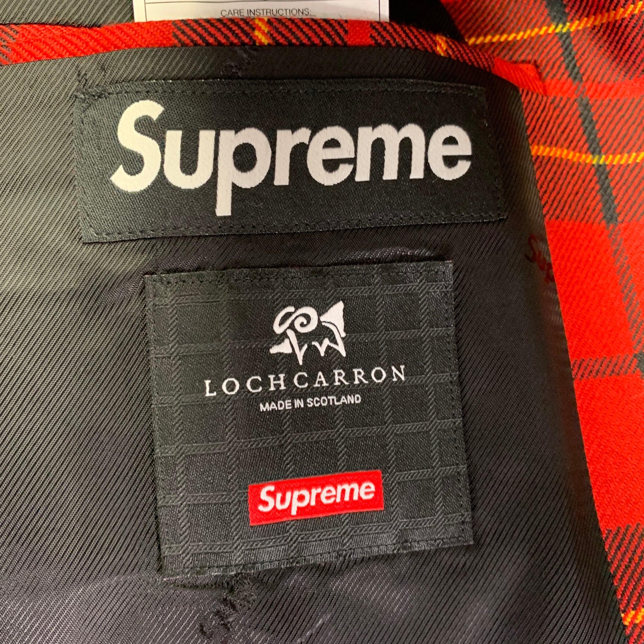 SUPREME Size M Red Black Plaid Wool Notch Lapel Sport Coat For Sale 1
