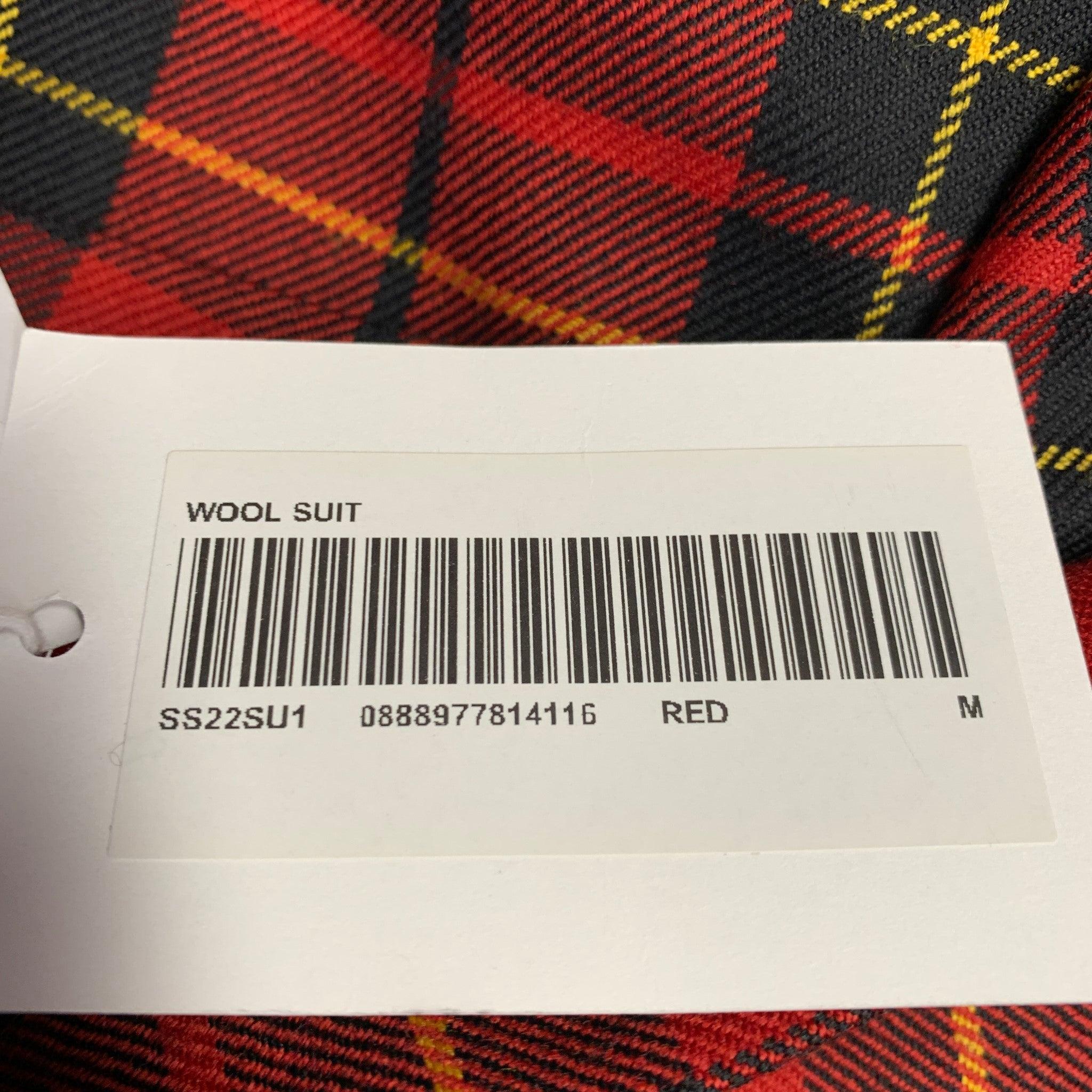 SUPREME Size M Red Black Plaid Wool Notch Lapel Sport Coat For Sale 4