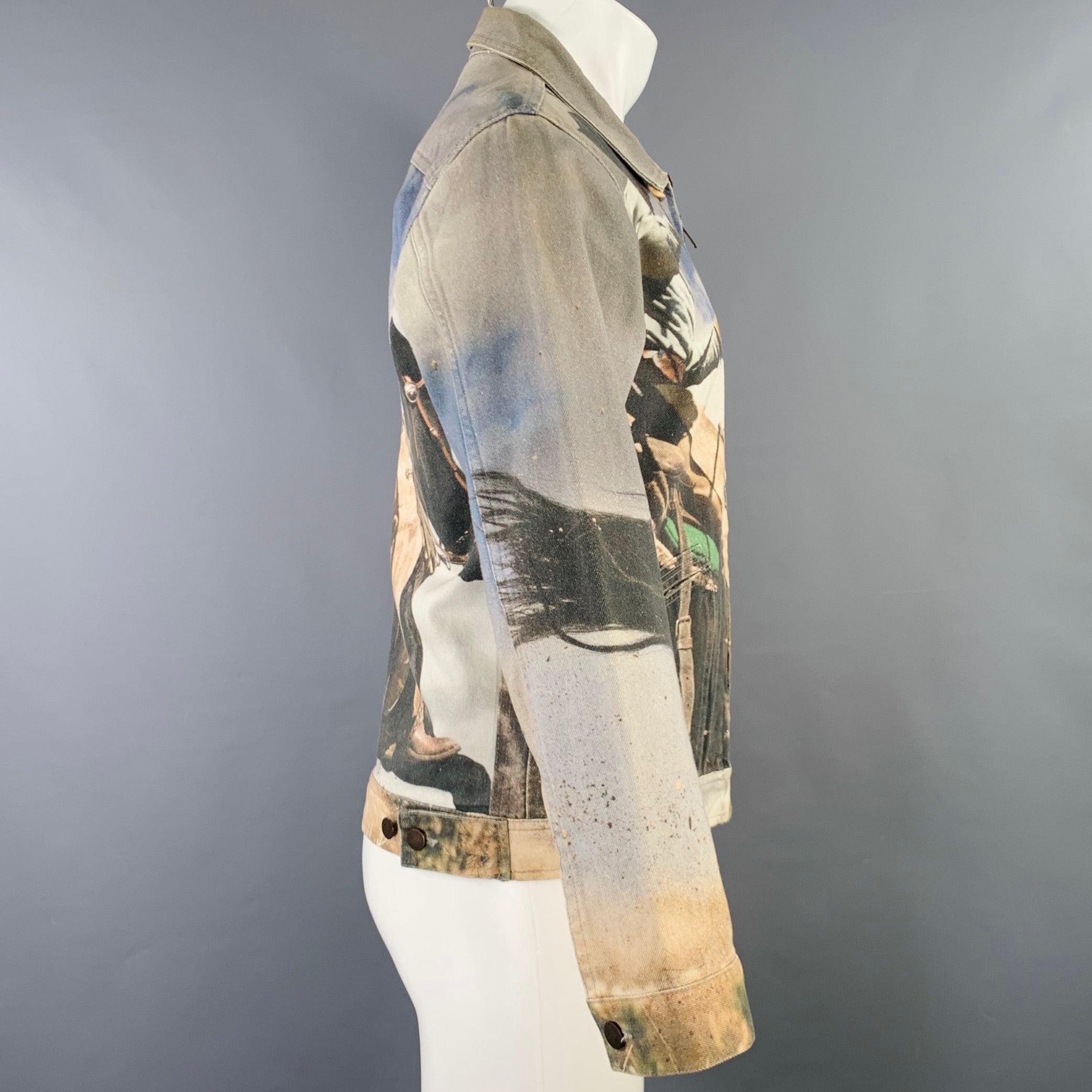 Gray SUPREME Size S Grey Multi Color Print Denim Cowboy Worker Jacket
