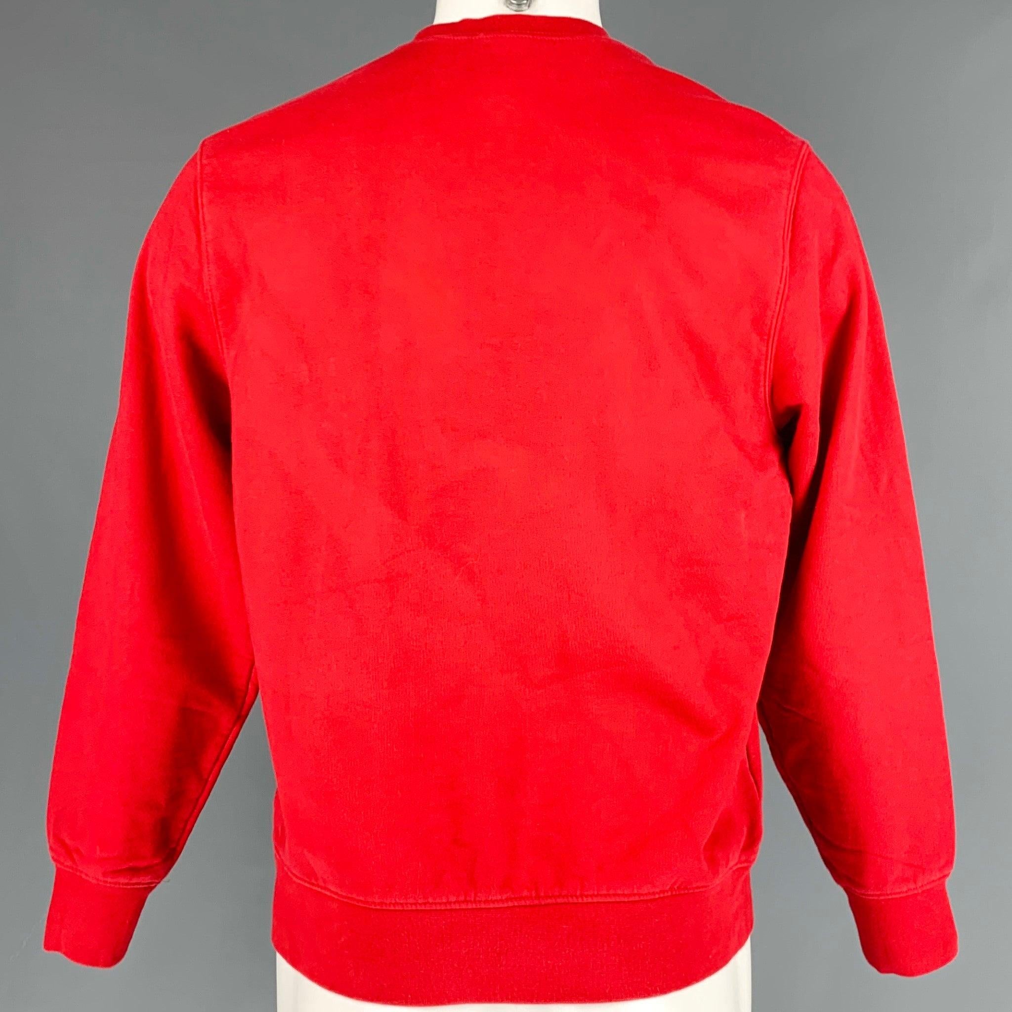 Men's SUPREME Size S Red Logo Cotton Crew-Neck Sweatshirt For Sale