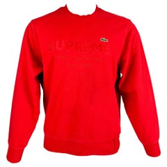 Felpa girocollo in cotone con logo rosso SUPREME taglia S