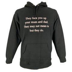 SUPREME Size XL Black White Graphic Hooded Sweatshirt