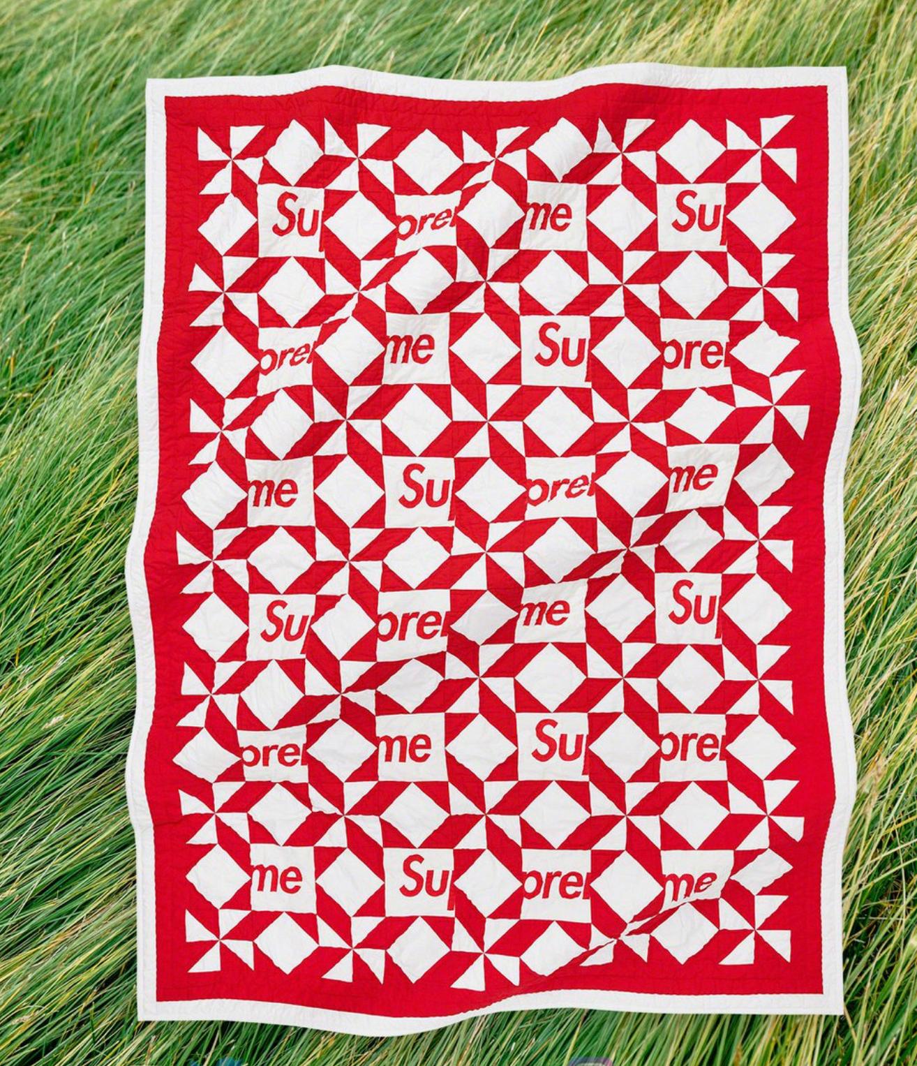 Supreme Spring 2023 Handmade Red & White Quilt, Limited Edition. Dimensions: 72” x 42.’ 