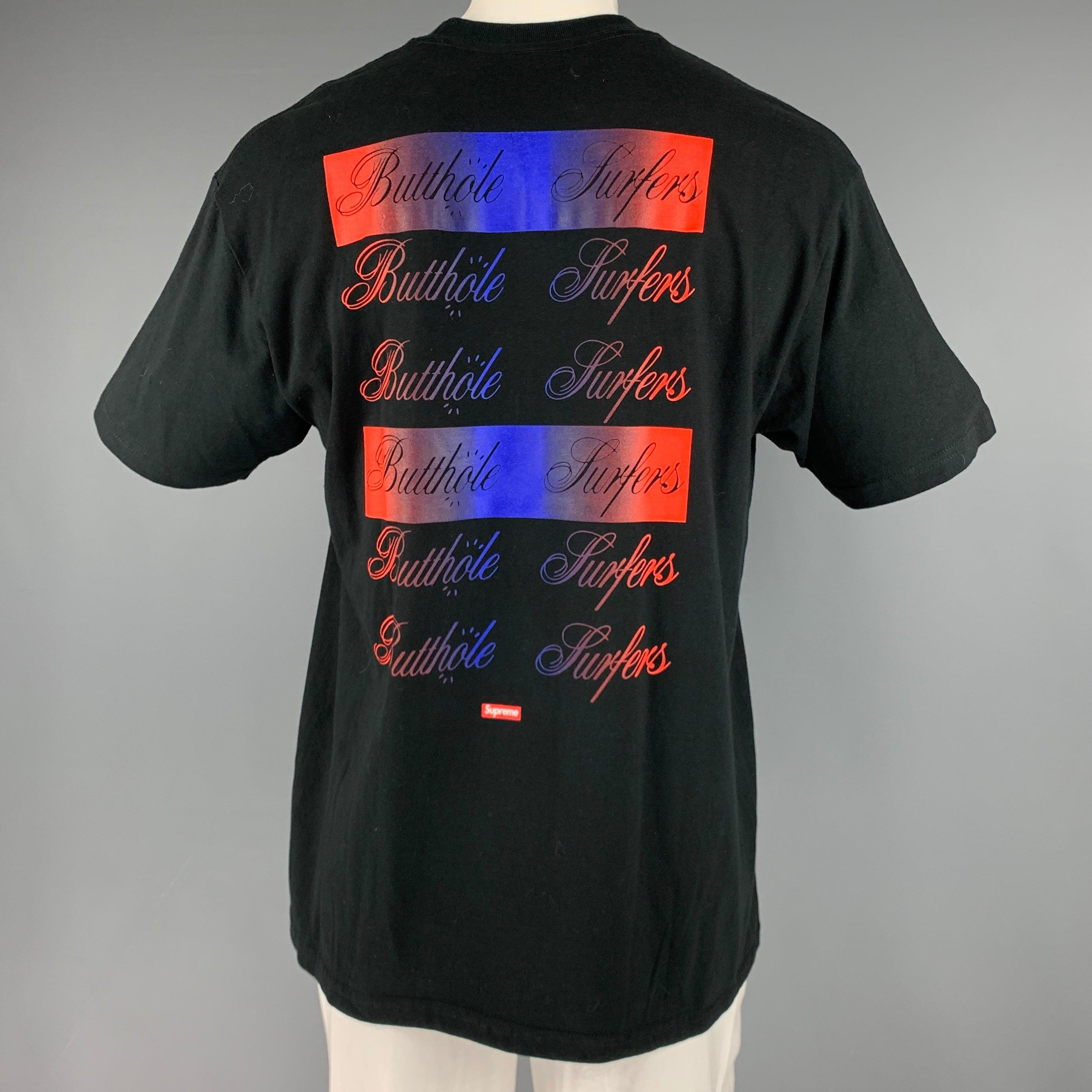 SUPREME SS21 Size L Black Rock Concert Cotton Crew-Neck T-shirt Pour hommes en vente
