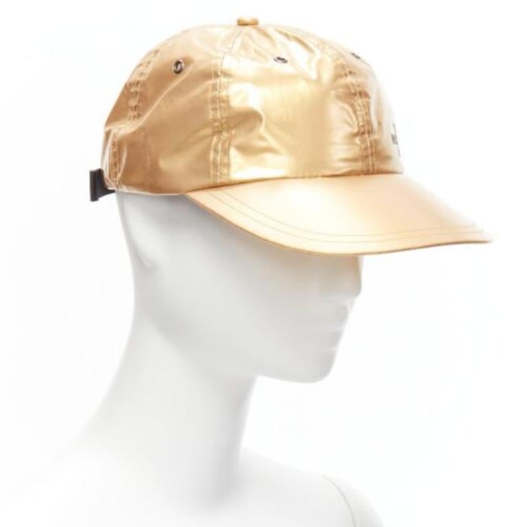 Beige SUPREME The North Face metallic gold black logo 6 panel cap For Sale