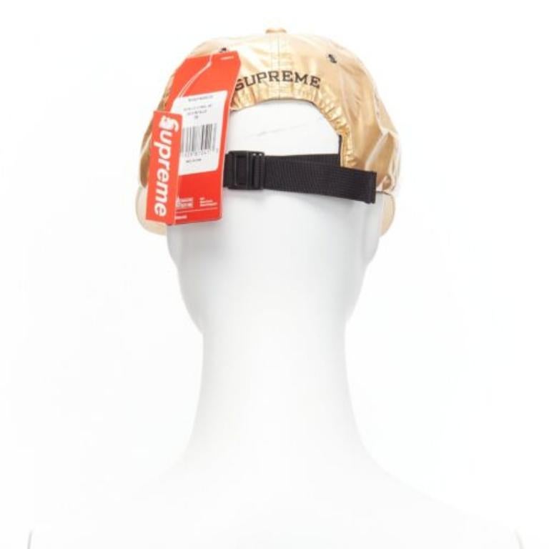 Women's SUPREME The North Face metallic gold black logo 6 panel cap For Sale