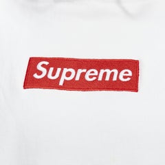 SUPREME Vintage Box Logo white cotton blend red box hoodie L