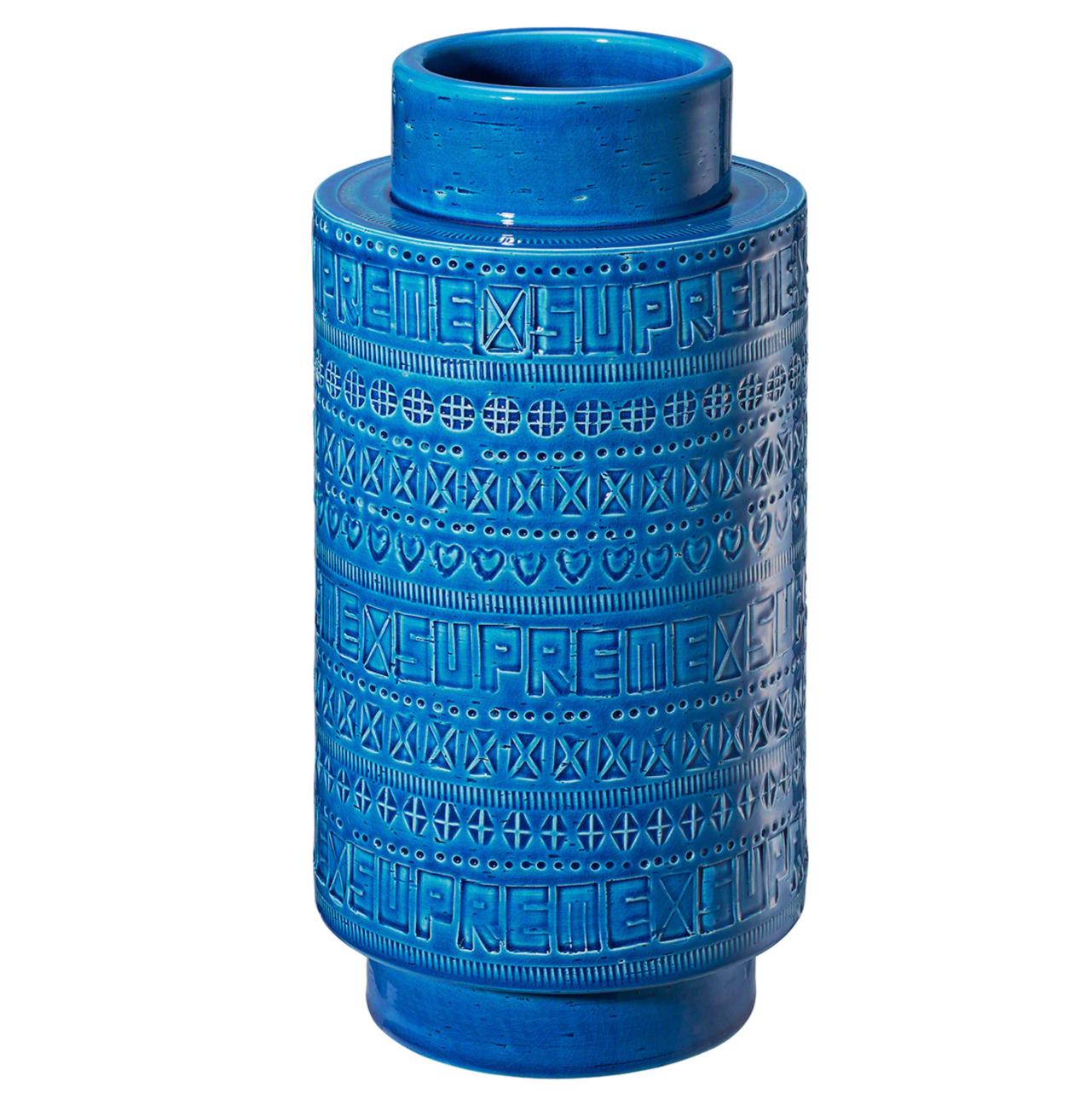 Supreme x Bitossi Frühjahr 2023 Rimini-Blaue Vase, limitierte Auflage. (Keramik) im Angebot