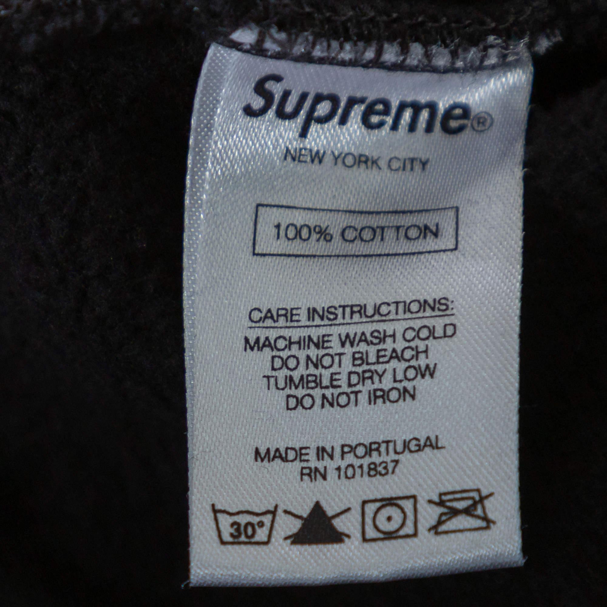 Supreme x Comme des Garçons Black Terry Knit Split Logo Hoodie L In Excellent Condition For Sale In Dubai, Al Qouz 2