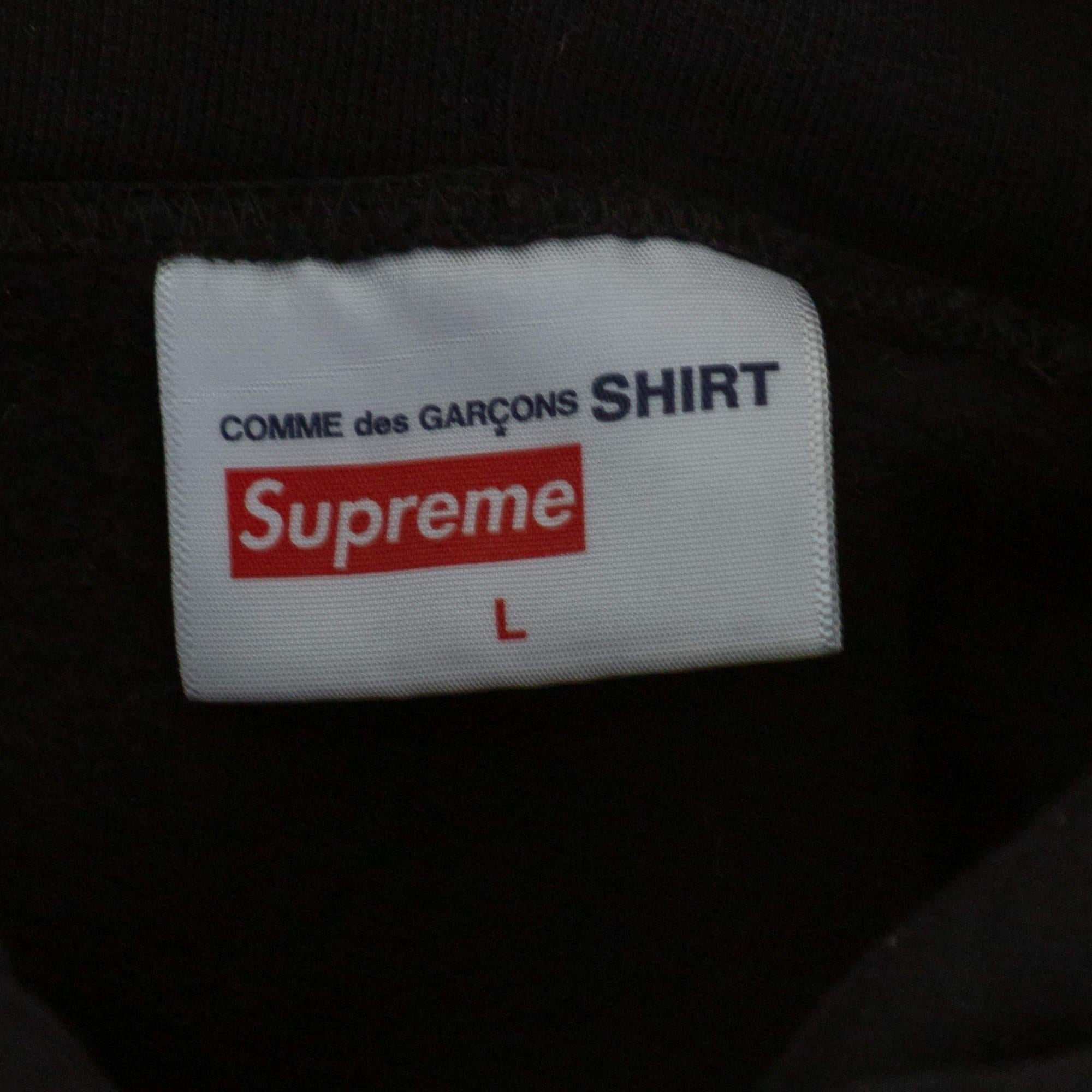 Men's Supreme x Comme des Garçons Black Terry Knit Split Logo Hoodie L For Sale