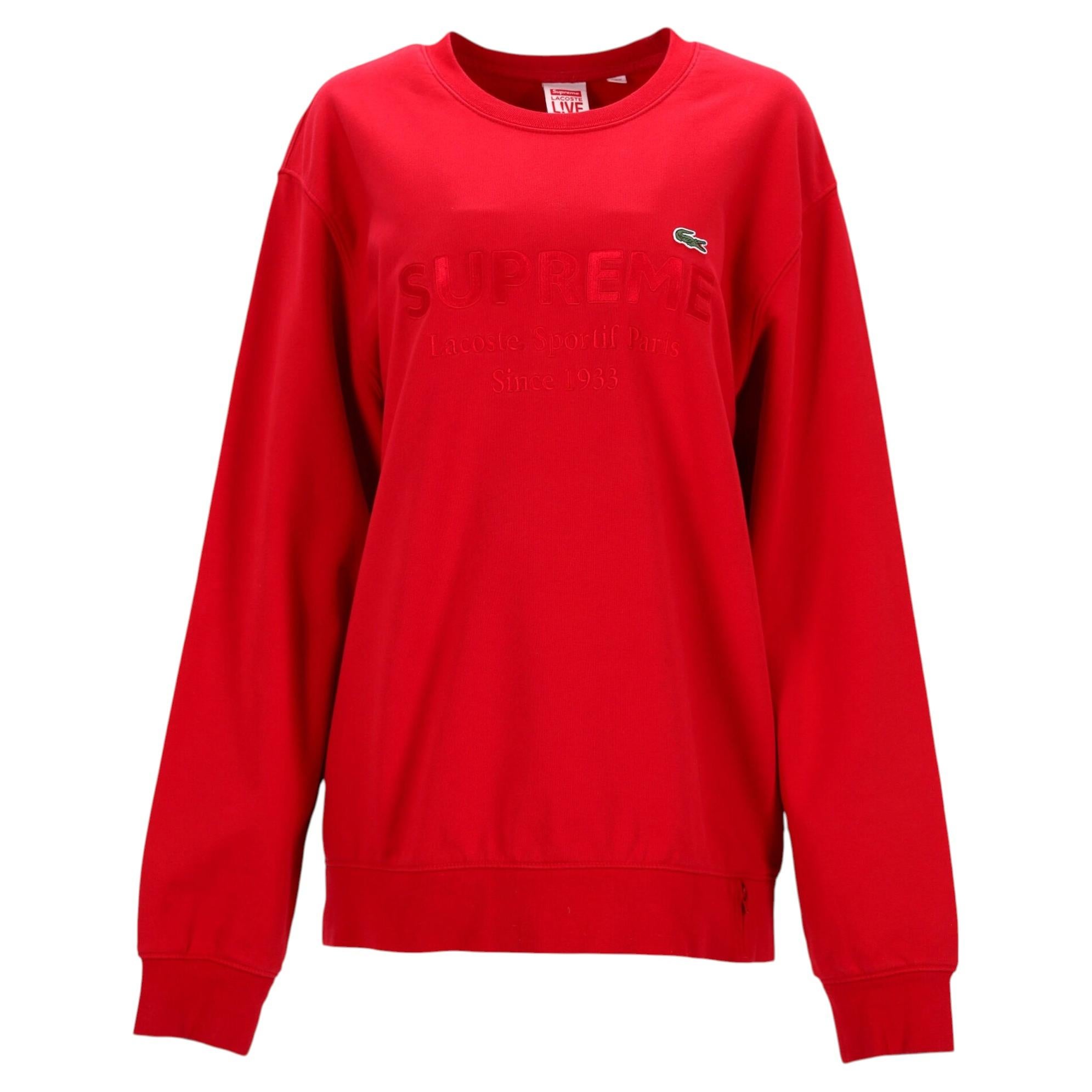 Pull à col rond Supreme x Lacoste en coton rouge