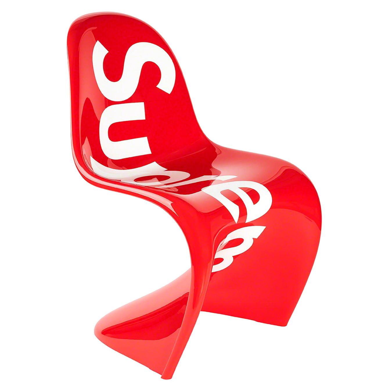 Supreme x Vitra Panton Mid-Century Modern "S Chair" in Glossy Red with Logo For Sale