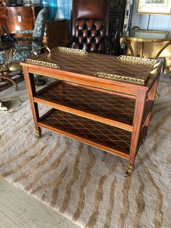 Supremely Elegant Italian Inlaid 3-Tier Bar Cart