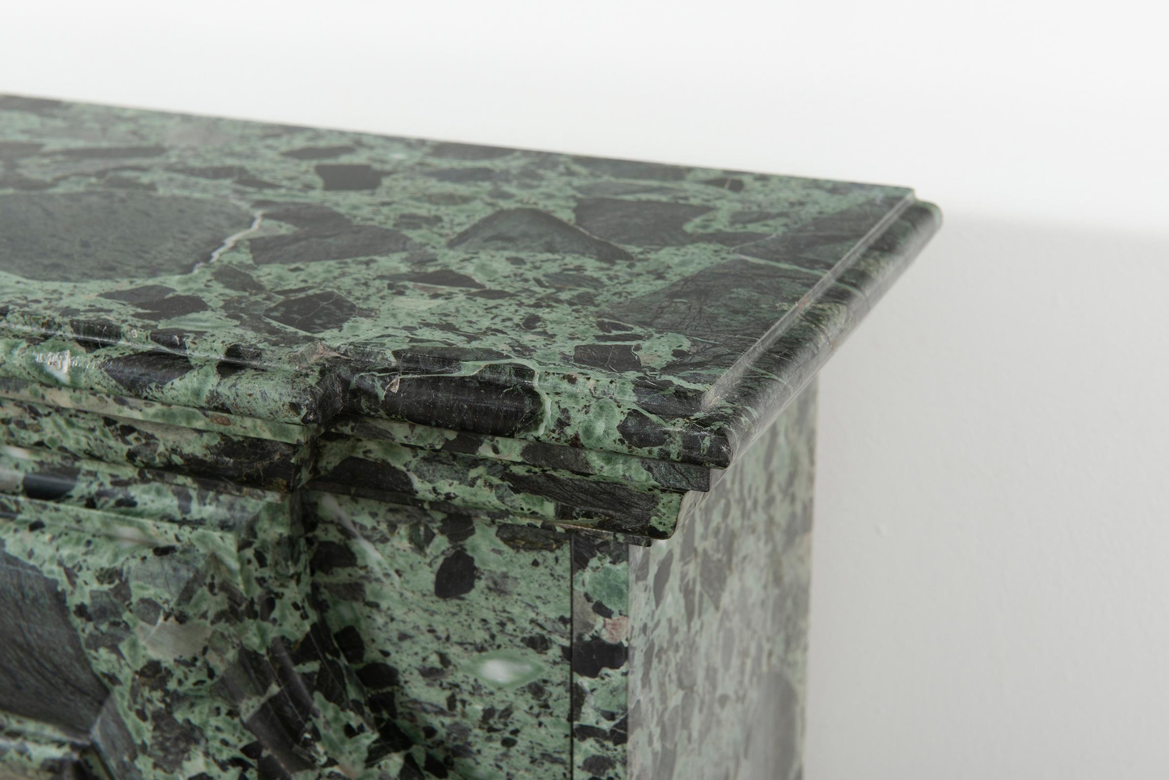 19th Century Suprising Green Breche Marble Fireplace Mantel