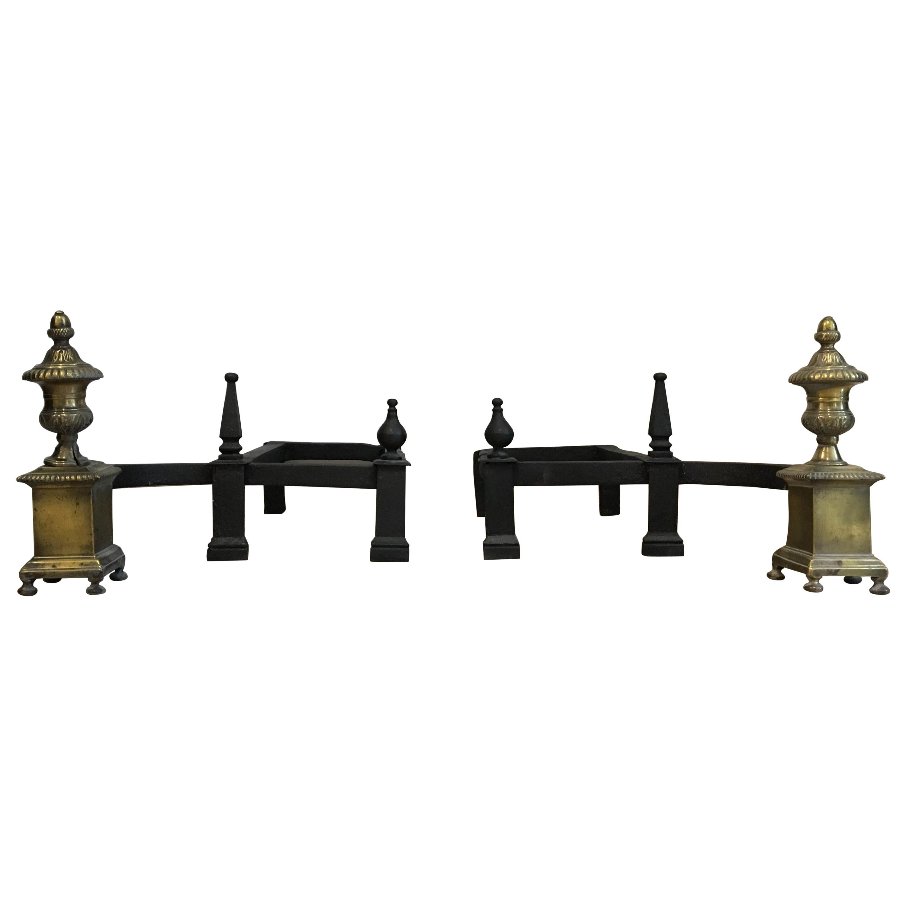 Antique Fireplace Andirons and Fender in Louis XVI Style at 1stDibs