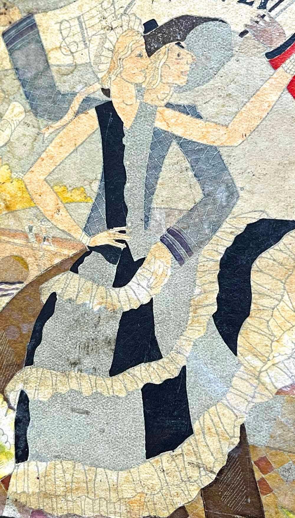 Art déco Charmante boîte Art Déco célébrant un chant traditionnel « Sur le Pont D'Avignon » en vente