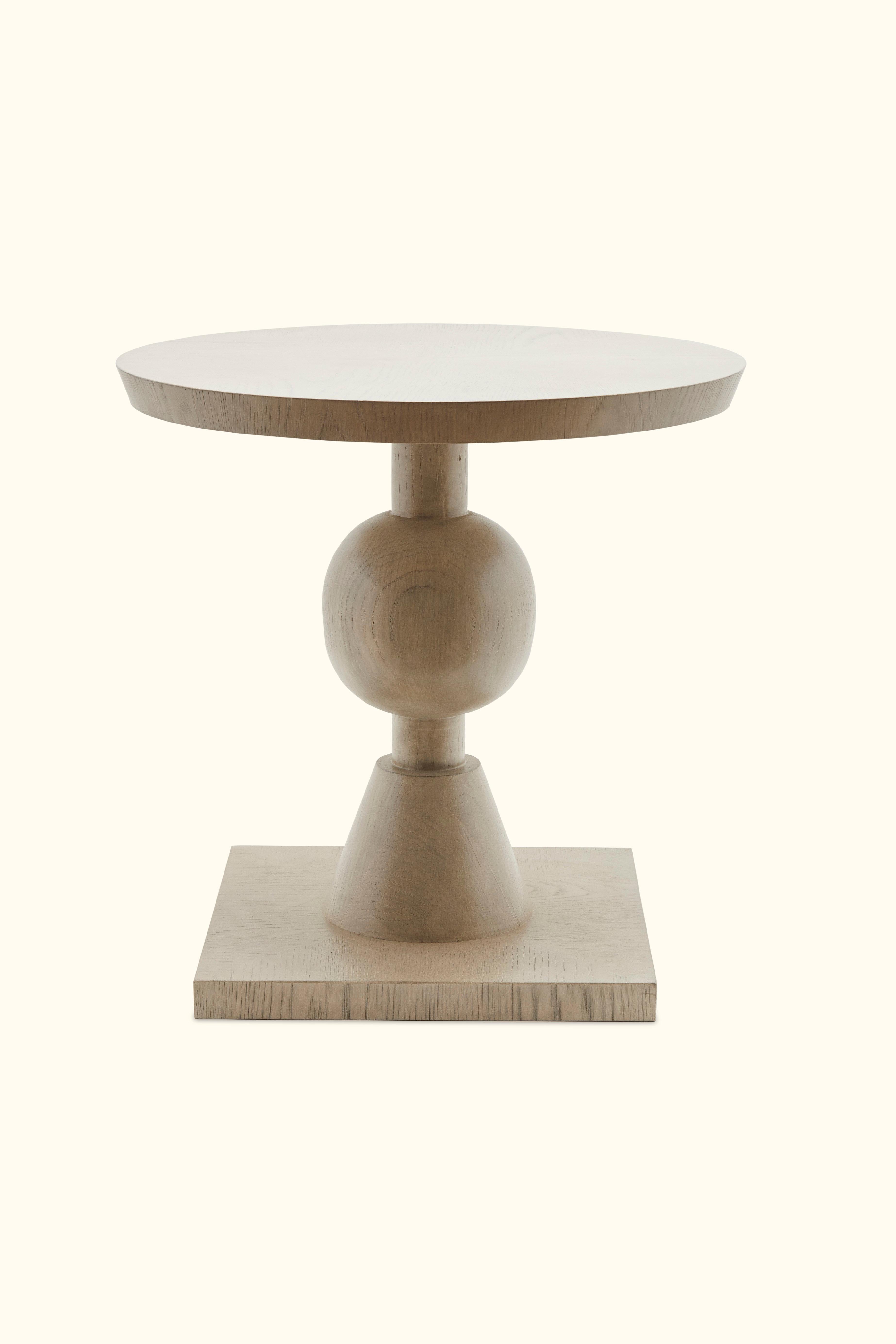 White Washed Oak Sur Table by Lawson-Fenning. The Sur Table features a series of geometric shapes stacked on top of each other with solid wood details. Available in American walnut or white oak.

The Lawson-Fenning Collection is designed and