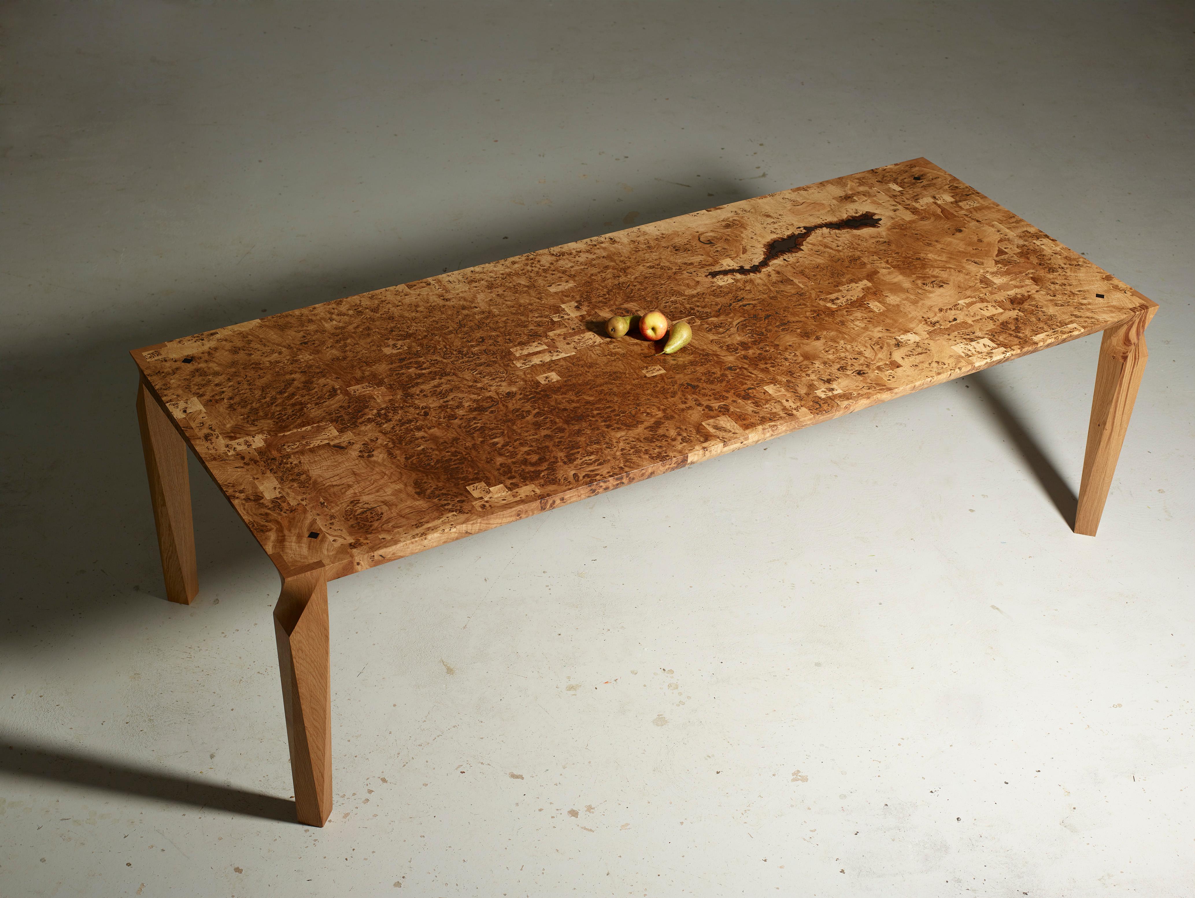Surabu - Scottish Burr Oak Dining Table by Anselm Fraser Design In New Condition For Sale In London, GB