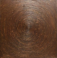 abstract & geometric spiral circles in copper&brown color by Thai artist