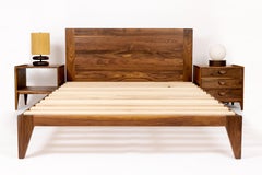 Walnut Surcle Bed, Reclaimed Wood, Mid Century Modern, Handcrafted, Breadboard