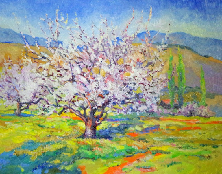 Suren Nersisyan Blossom of Apricot Tree, Spring Landscape For Sale at