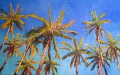 Coconut Palm Trees and the Blue Sky, Oil Painting