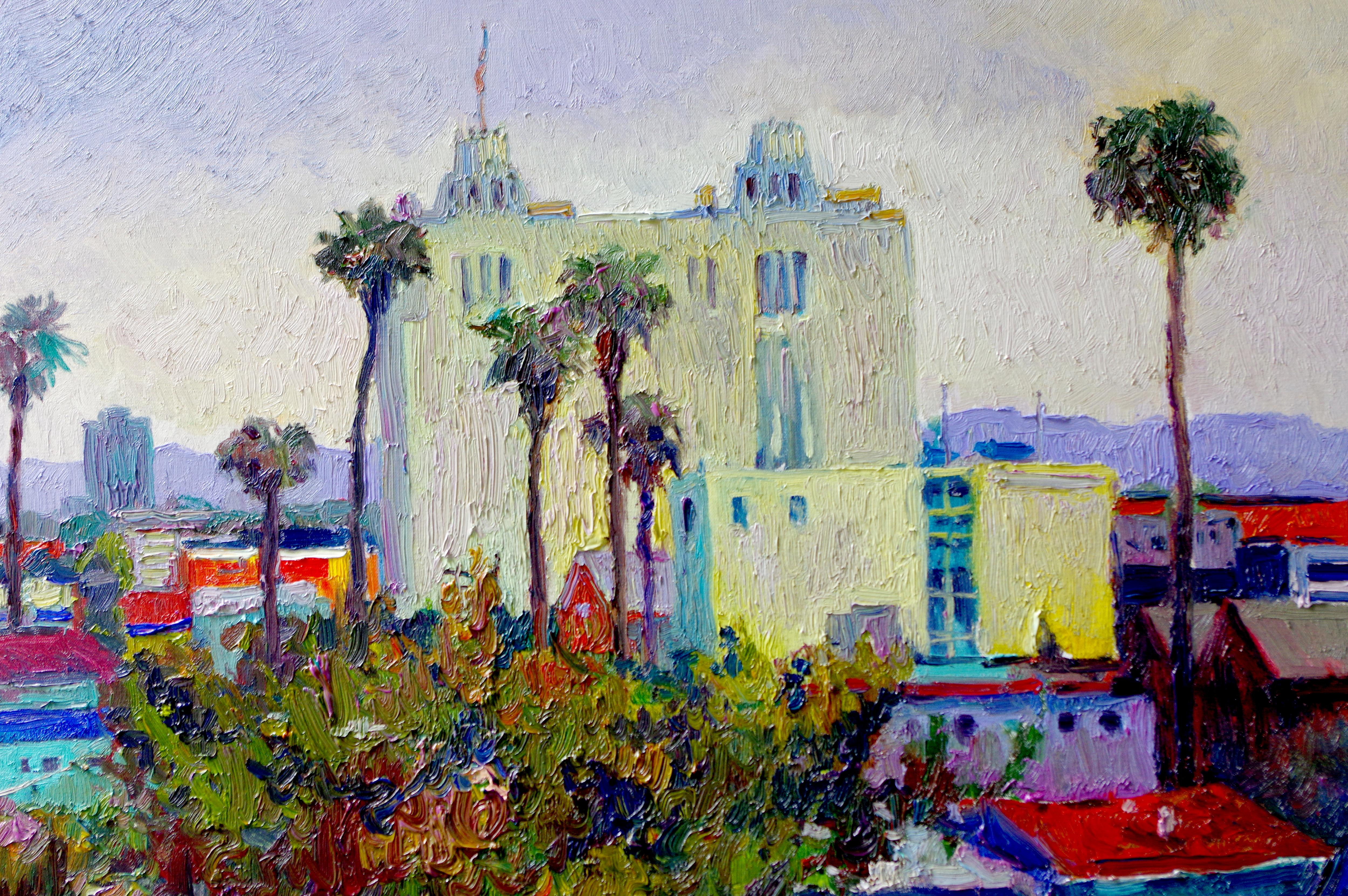 Early Evening in Los Angeles, a View from Hollywood - Abstract Impressionist Art by Suren Nersisyan
