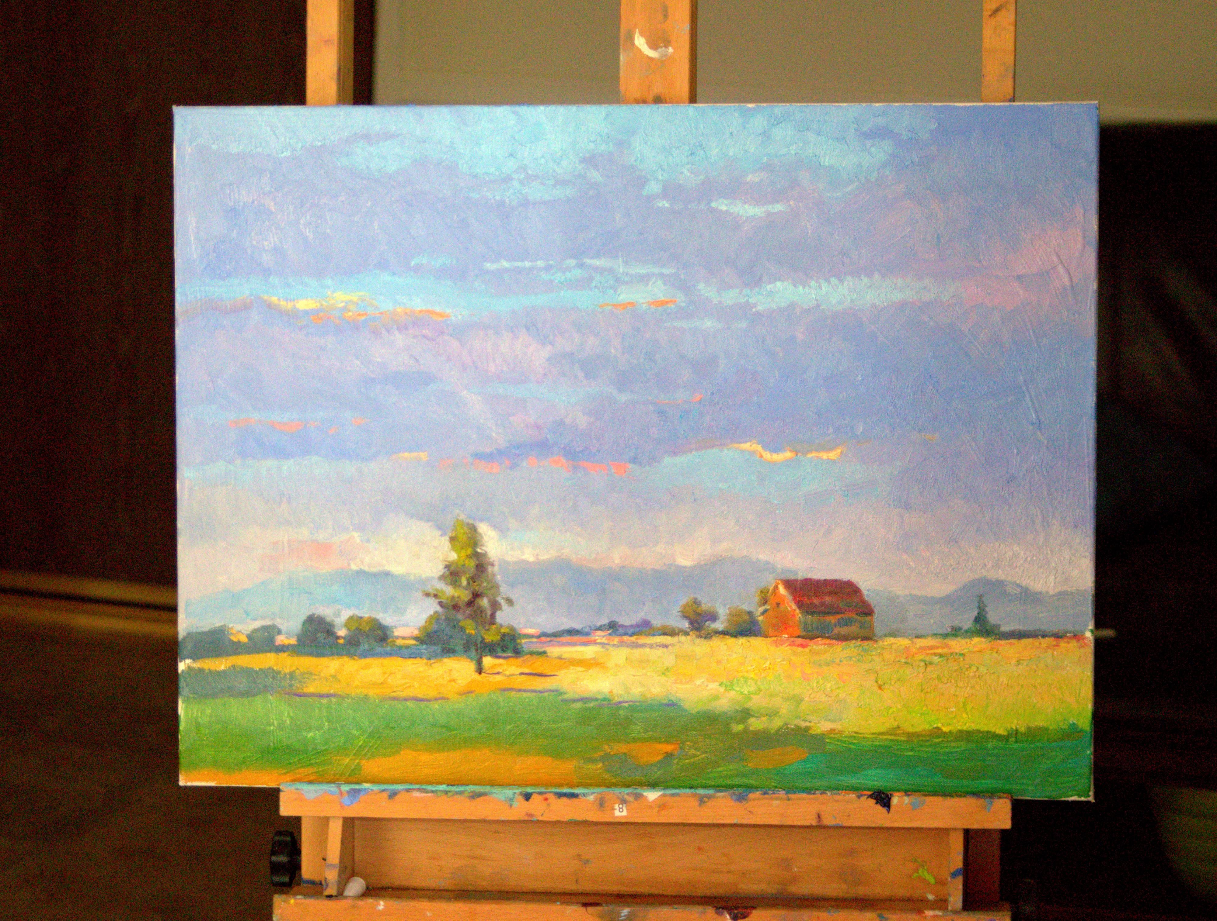 Evening on Farm, Oregon - Painting by Suren Nersisyan