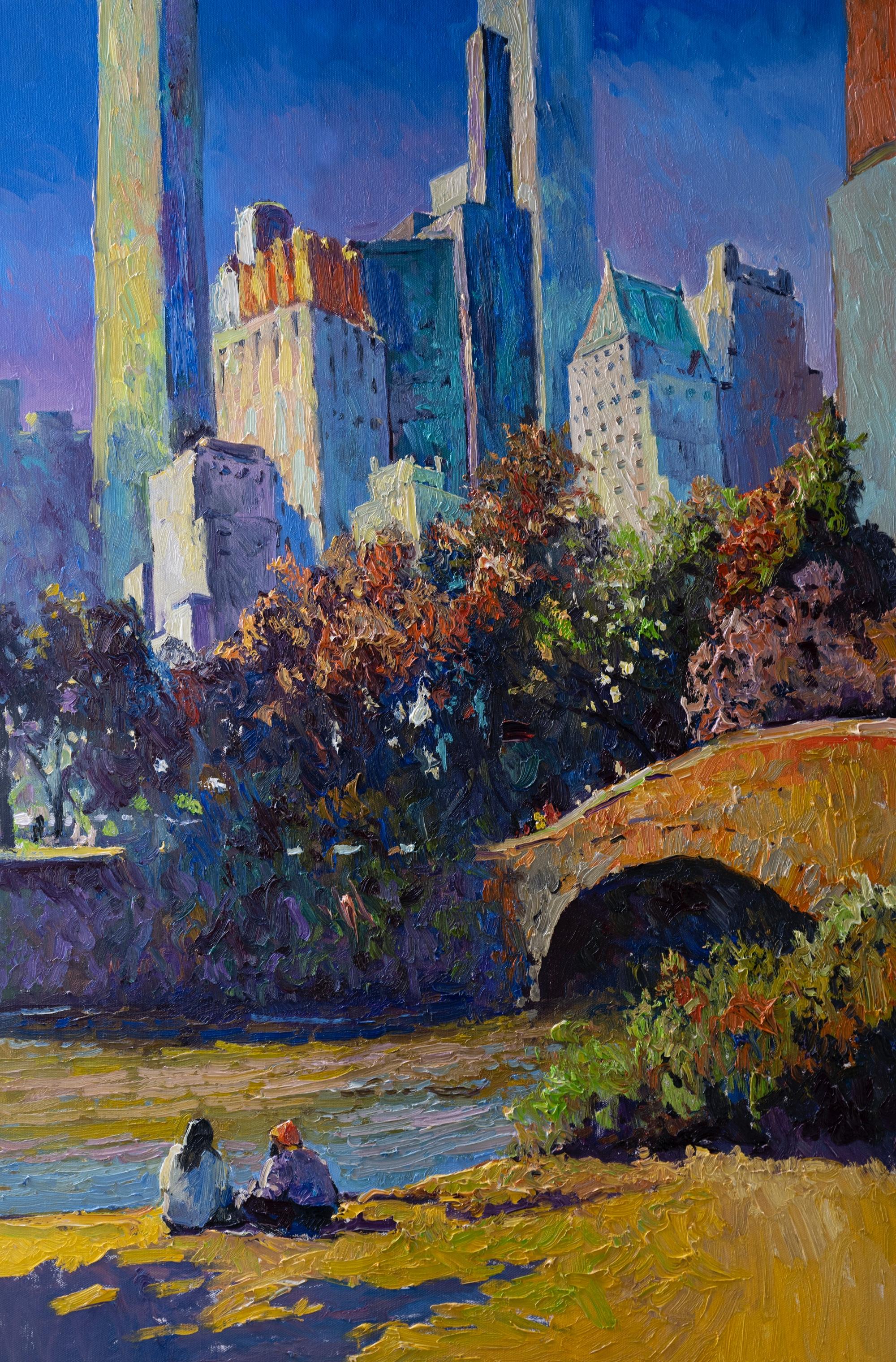 Fall In Central Park, New York, Oil Painting - Art by Suren Nersisyan