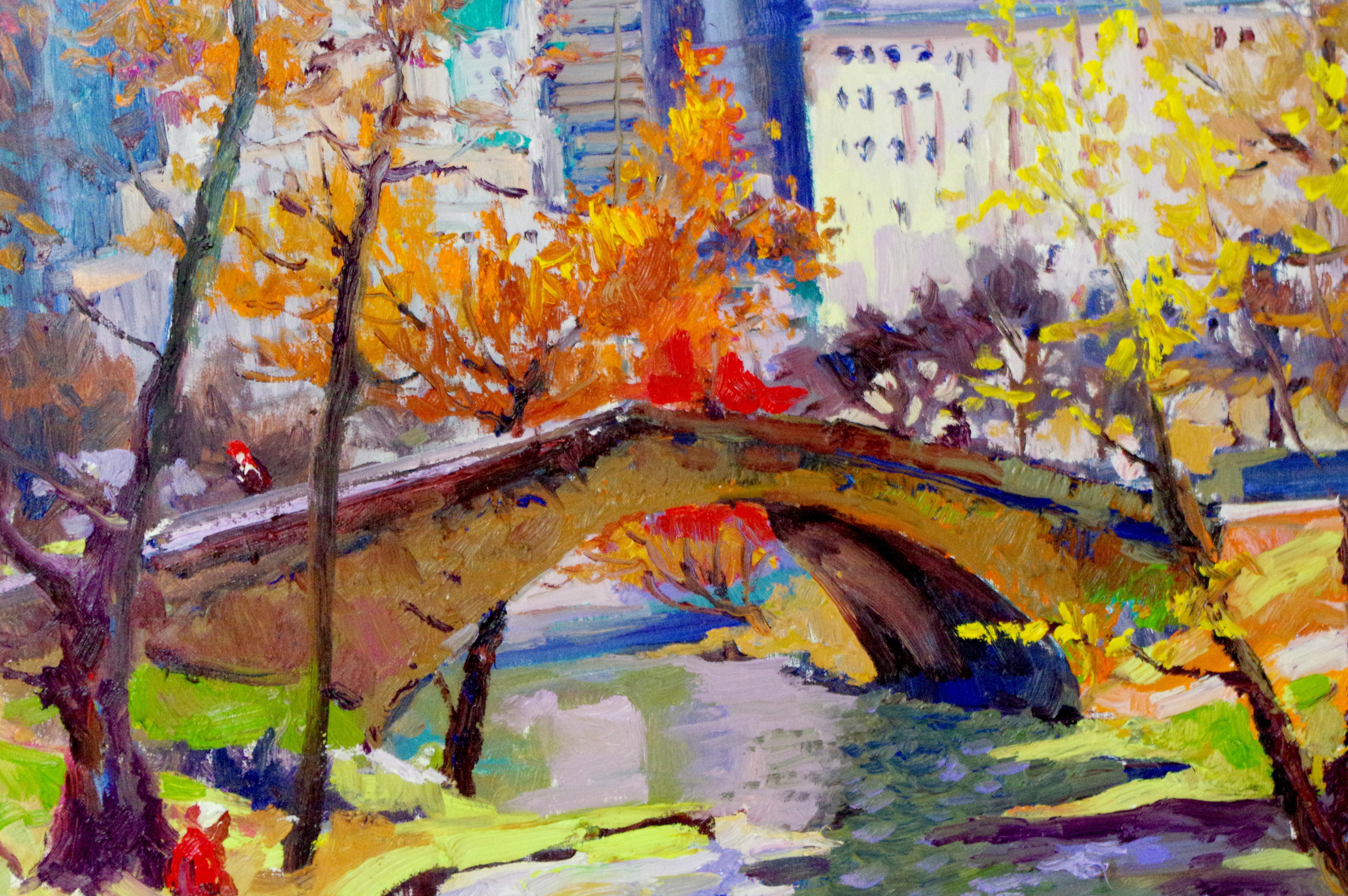 Fall in New York,  Central Park - Painting by Suren Nersisyan