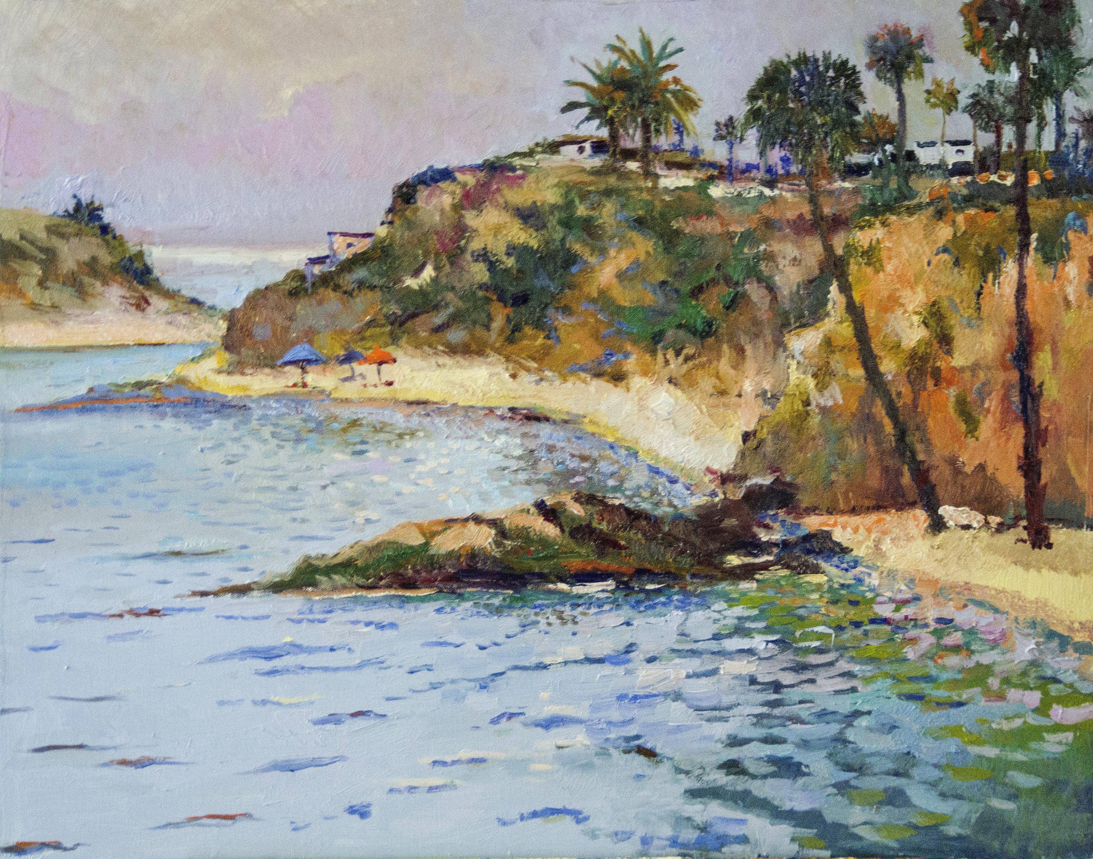 Landscape Painting di Suren Nersisyan - Luce morbida, Laguna Beach, Pittura ad olio