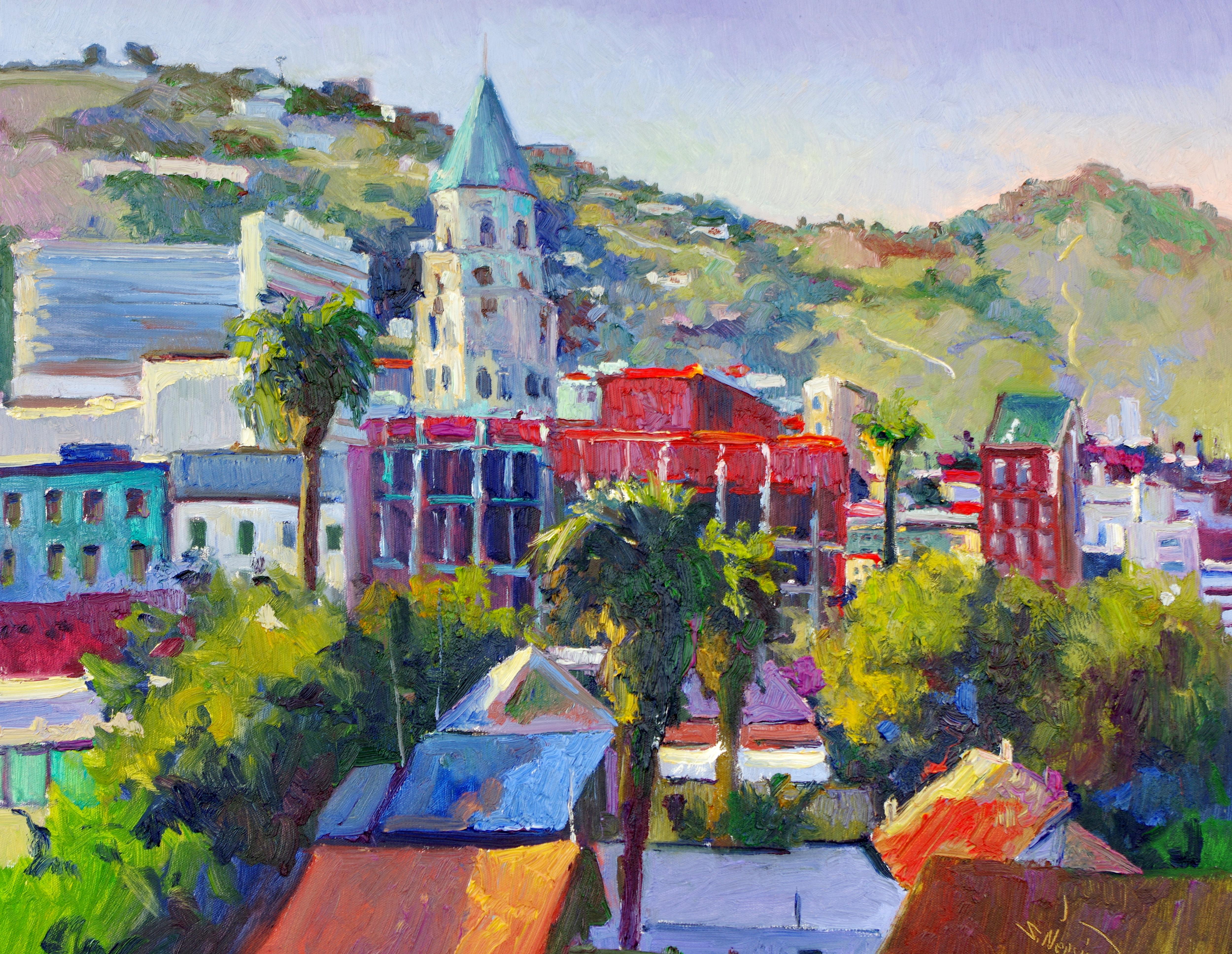 Suren Nersisyan Interior Painting - Hollywood, View from the Roof, Oil Painting
