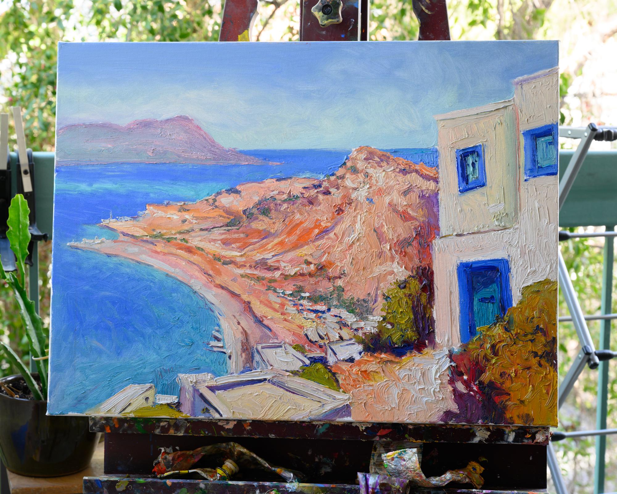 Paisaje De Las Islas Griegas, Pintura Al Óleo en venta 1