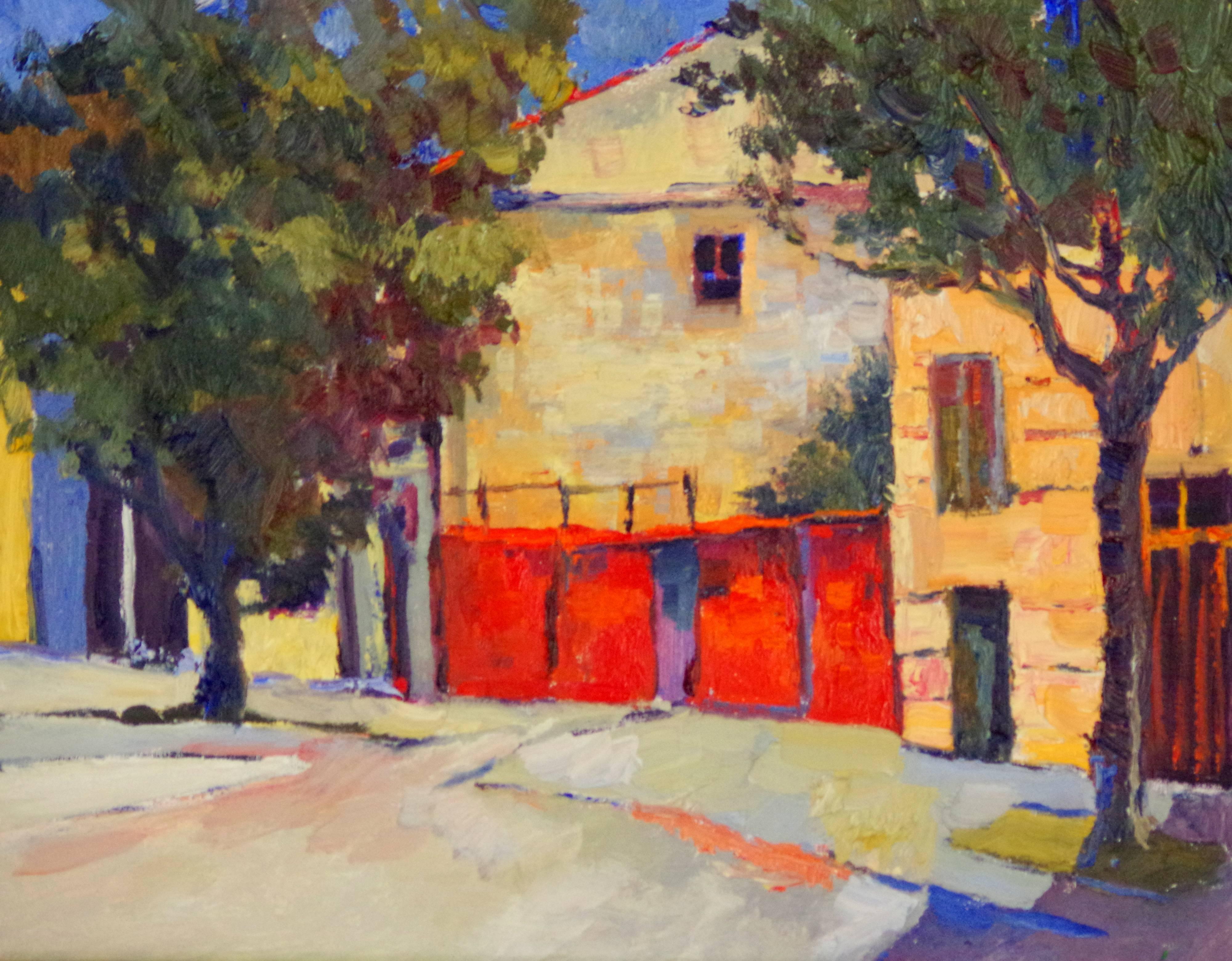 Suren Nersisyan Landscape Painting - Red Wall in Old Town