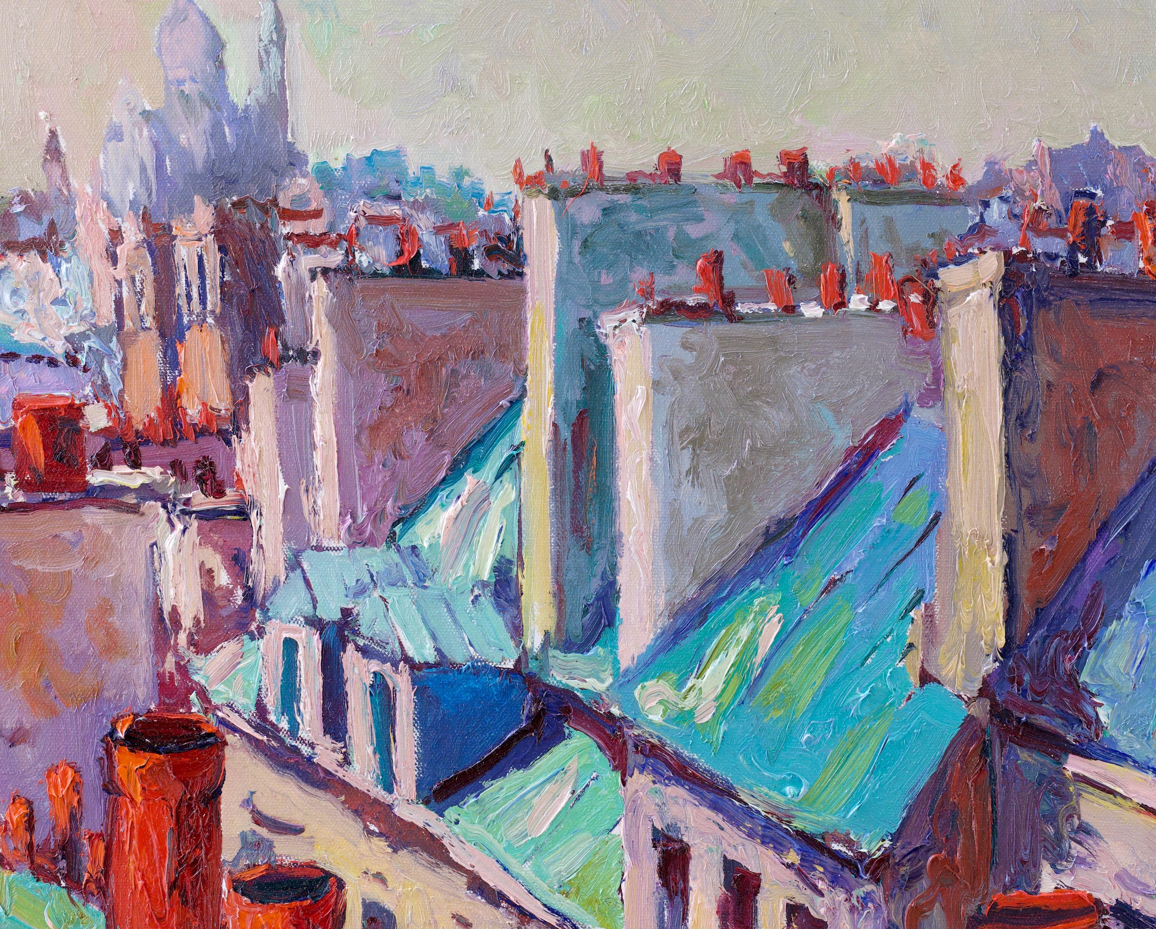 Tetti della città, Parigi, Pittura a olio - Art Impressionismo di Suren Nersisyan