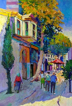 Street in Old Greek Town, Oil Painting