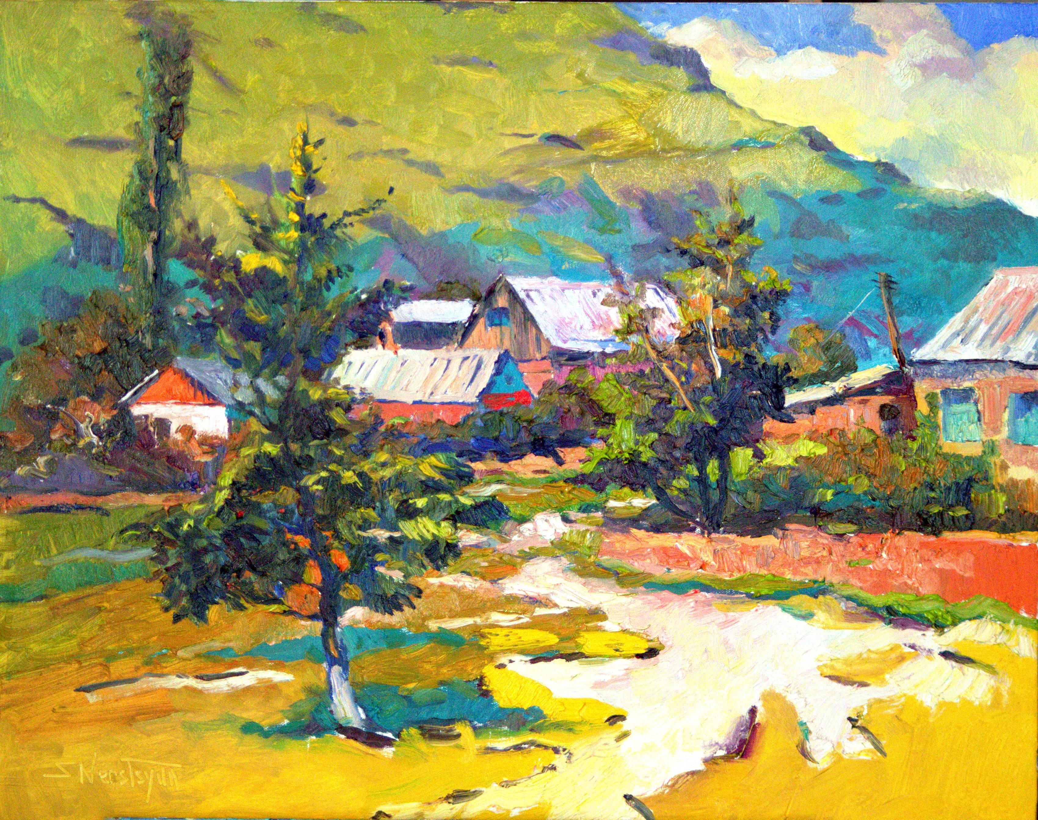 Suren Nersisyan Landscape Painting - Summer Evening in the Village