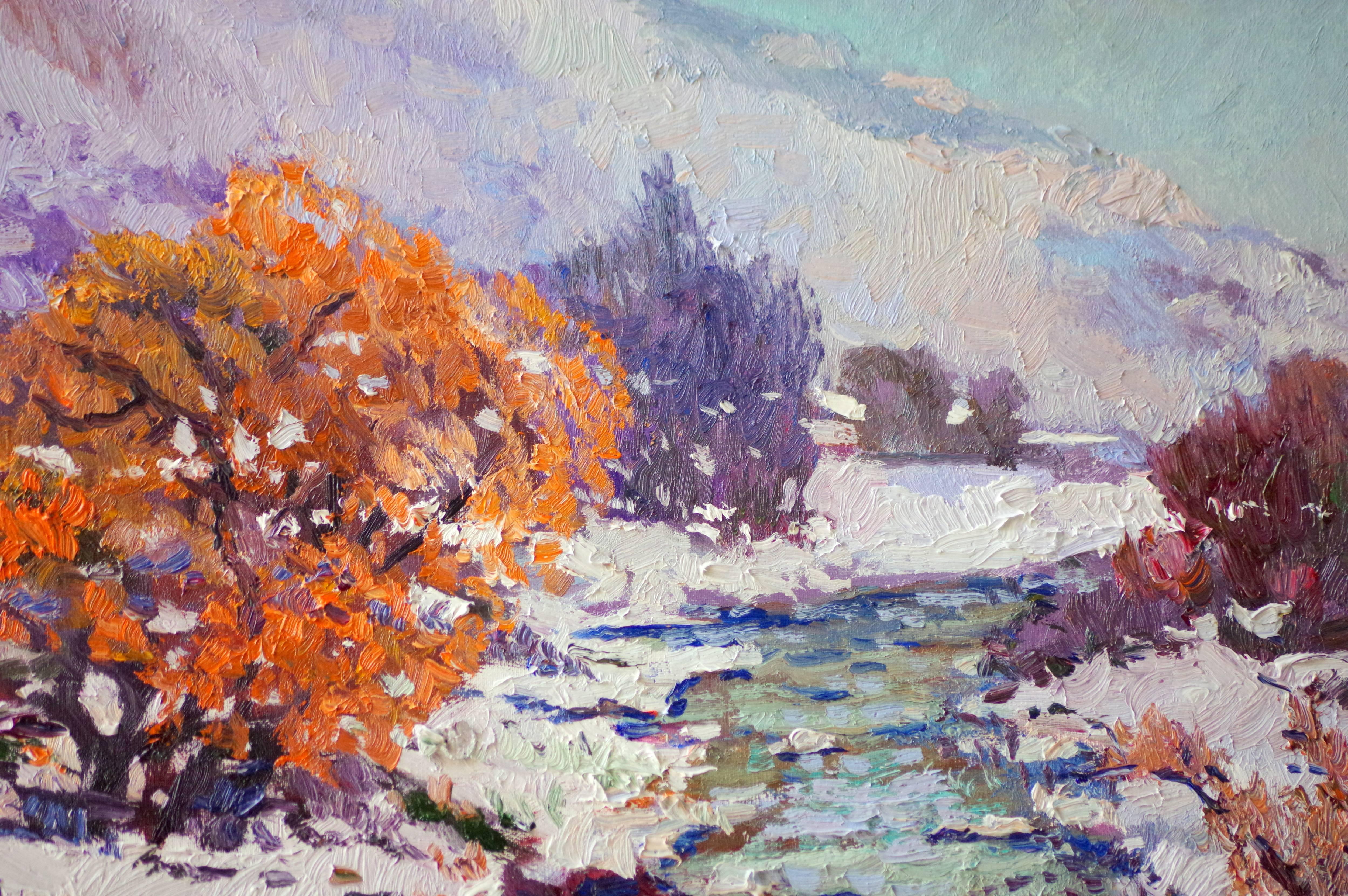 Winter Landscape with Orange Tree - Painting by Suren Nersisyan