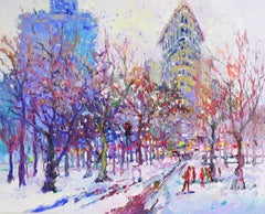 Winter (New York, Flatiron Building) Suren Nersisyan Oil painting on stretched c