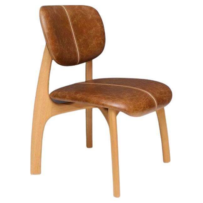 Surf Brazilian Contemporary Wood and Leather Chair by Lattoog For Sale