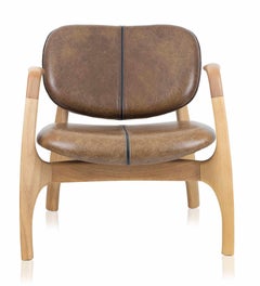 Surf Sillón Brasileño Contemporáneo de Madera y Piel by Lattoog