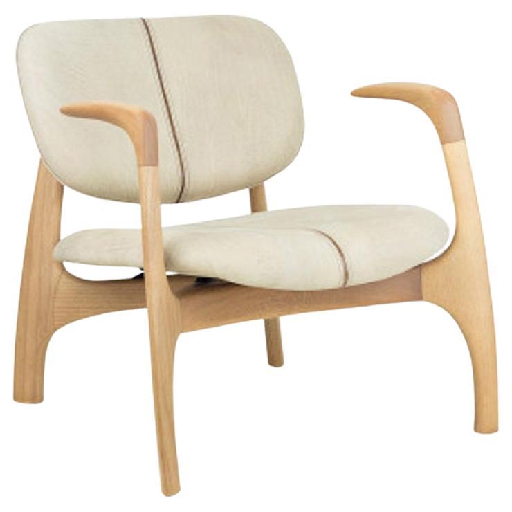 Fauteuil contemporain brésilien Surf en bois et cuir de Lattoog en vente