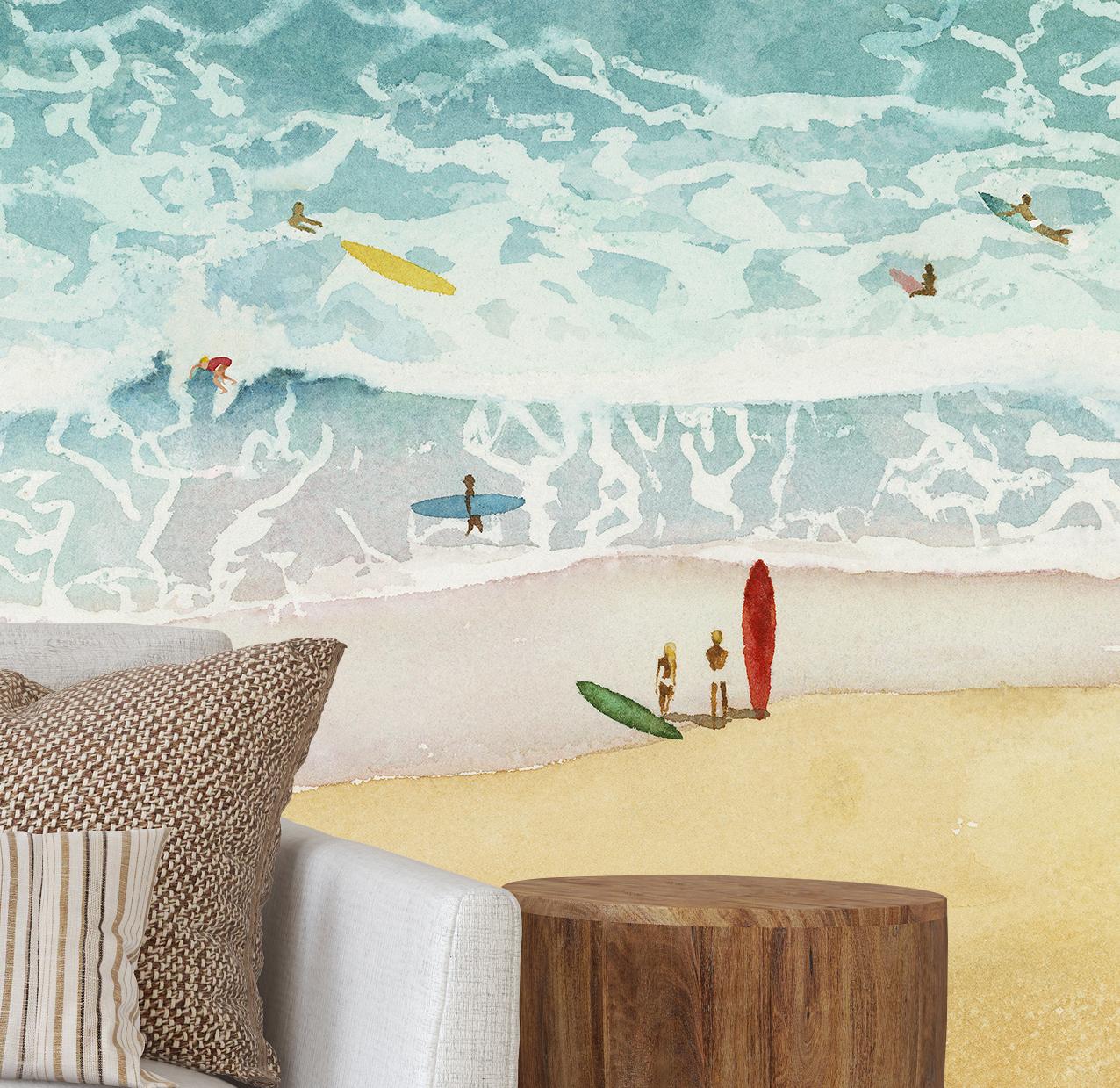 All our products are custom made. The price per square meter is 91$. The price shown is for a 350cm wide by 250cm high wall

Marion Bartherotte sublimates the atmosphere of surfing in a passionate panoramic setting. This model is like a huge