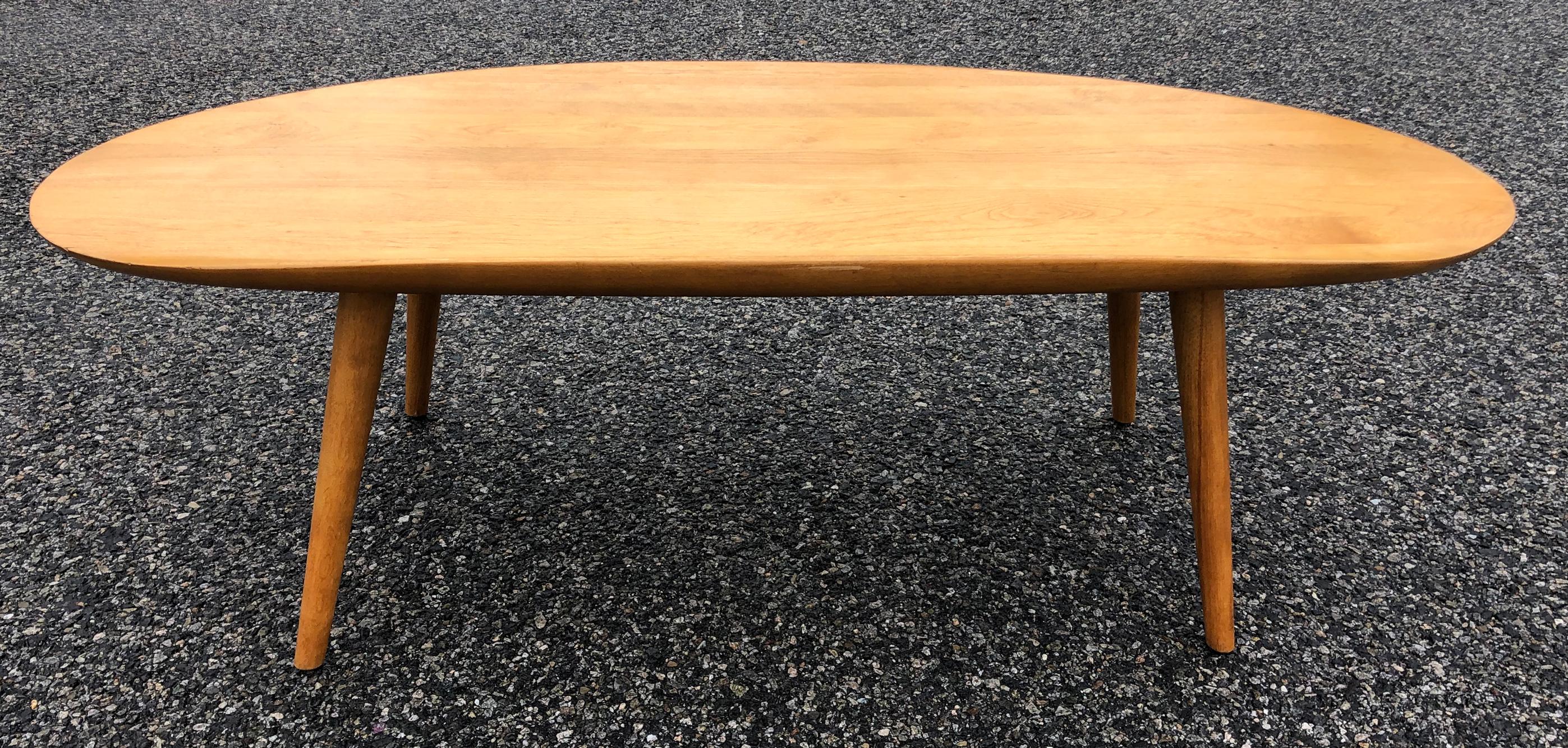 Mid-Century Modern Surf Table, Midcentury Russel Wright Elliptical Coffee Table with Raised Edge