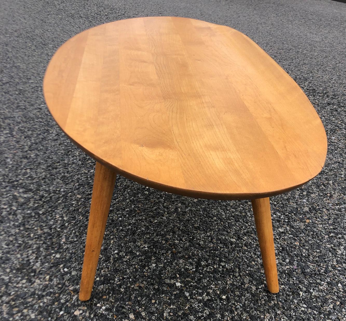 Surf Table, Midcentury Russel Wright Elliptical Coffee Table with Raised Edge In Good Condition In Culver City, CA