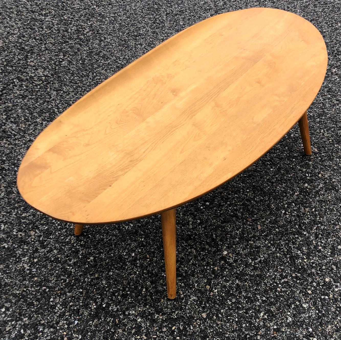 Surf Table, Midcentury Russel Wright Elliptical Coffee Table with Raised Edge 1