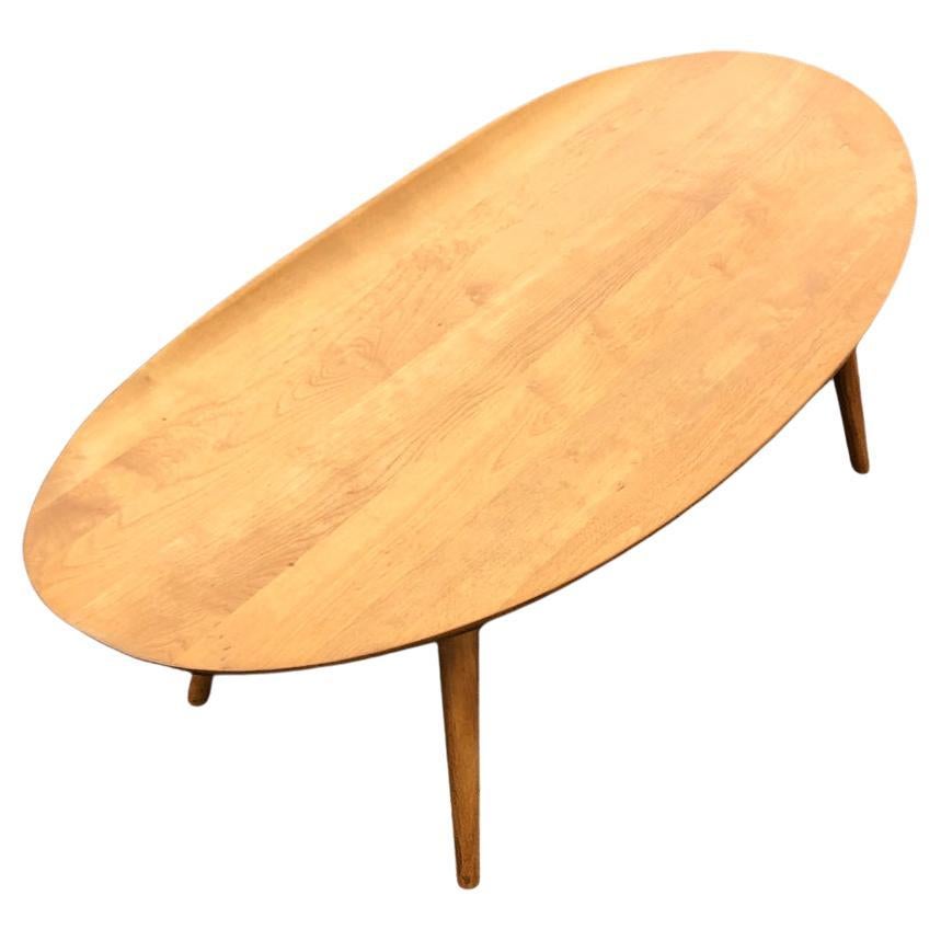 Surf Table, Midcentury Russel Wright Elliptical Coffee Table with Raised Edge