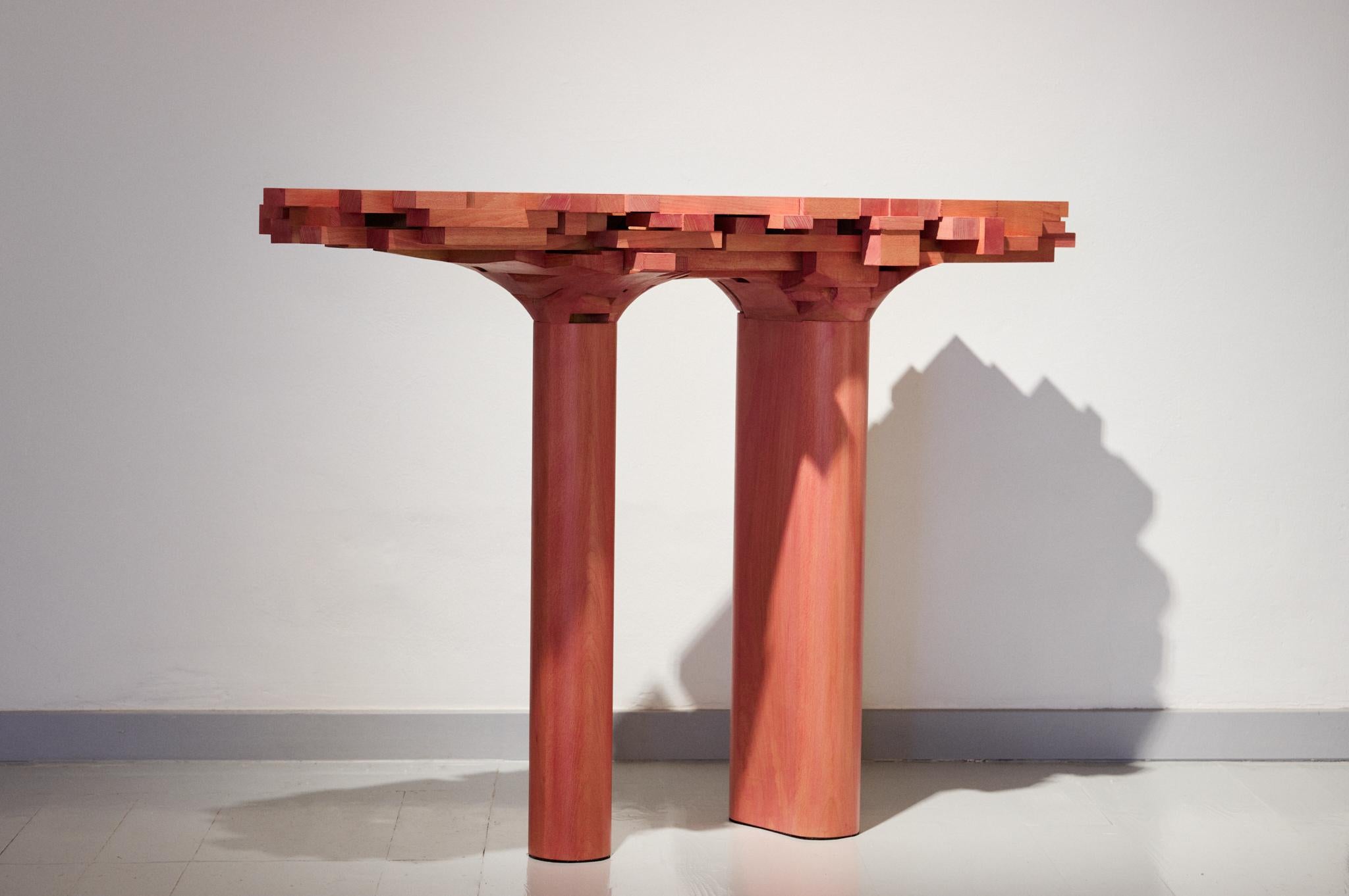 Japanese Tinted Beechwood Collectible Console Table Surfaced by Sho Ota In New Condition For Sale In Amsterdam, NL